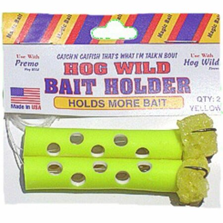 MAGIC CATFISH BAIT Hogwild Sponge Tube Bait Holder, Yellow, 2PK BHT34